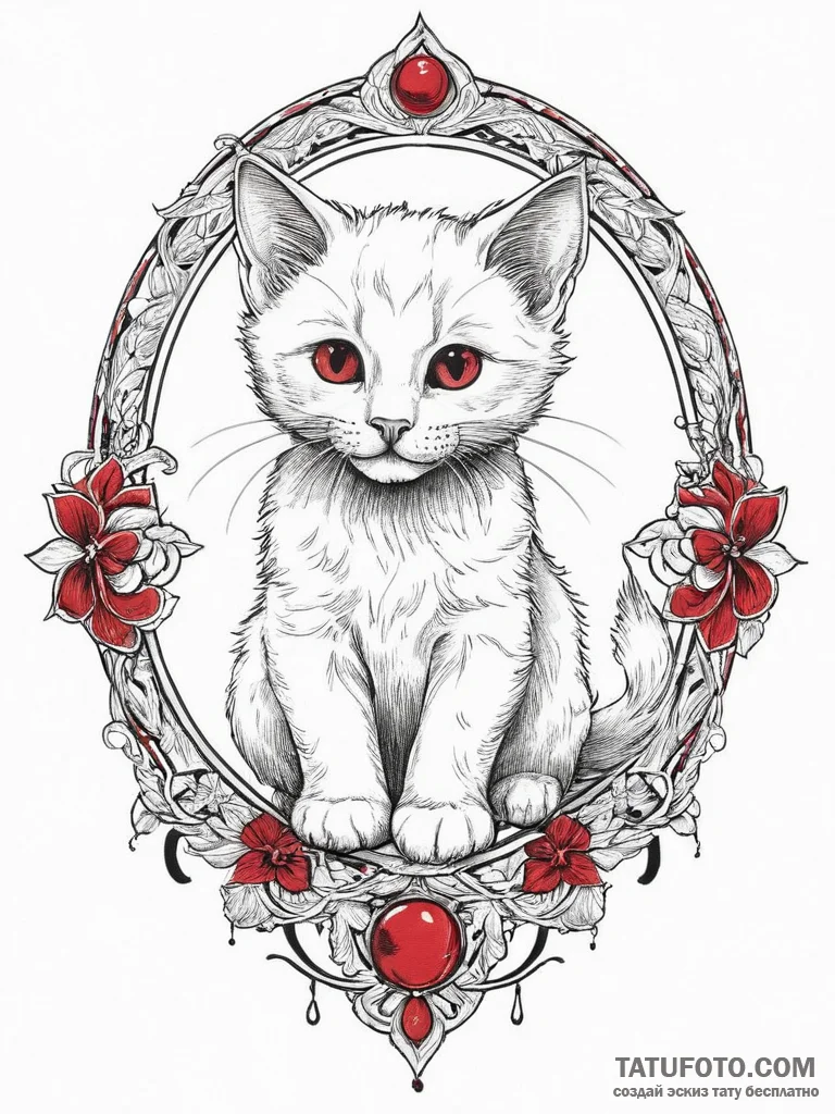 Tattoo sketch playful kitten tattoo, ink illu... - эскиз тату (№1756407460_0, 28.08.2025 18:57) — Tatufoto.com