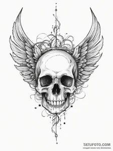 Tattoo sketch узор в виде черепа с крыльями,... - эскиз тату (№1756408066_0, 28.08.2025 19:07) — Tatufoto.com