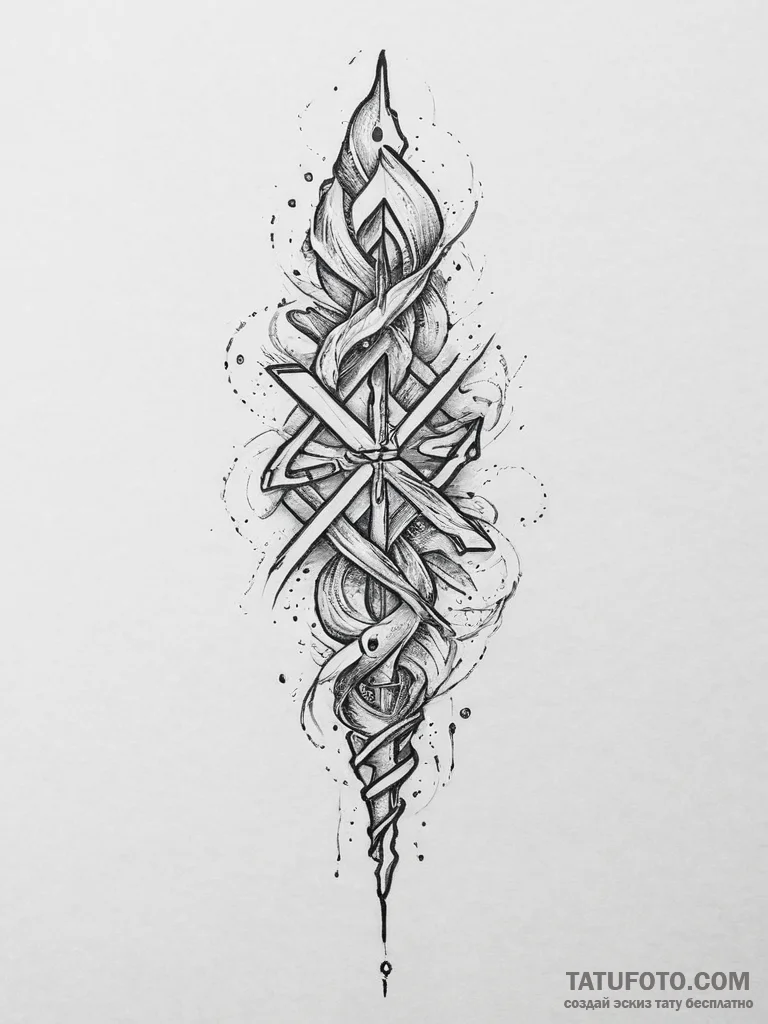 Tattoo sketch kaunan rune on a torch, concept... - эскиз тату (№1756409057_0, 28.08.2025 19:24) — Tatufoto.com