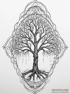 Tattoo sketch willow tree with a bench, tatto... - эскиз тату (№1756409870_0, 28.08.2025 19:37) — Tatufoto.com