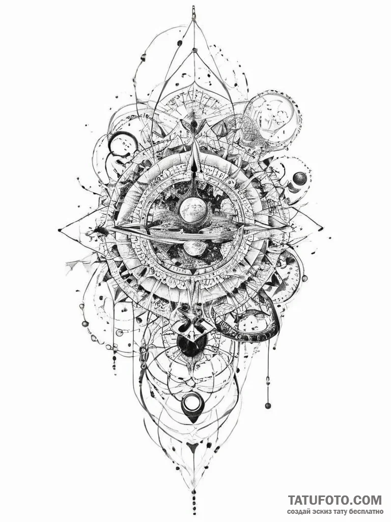 Tattoo sketch cosmic self, ink illustration f... - эскиз тату (№1756412264_0, 28.08.2025 20:17) — Tatufoto.com