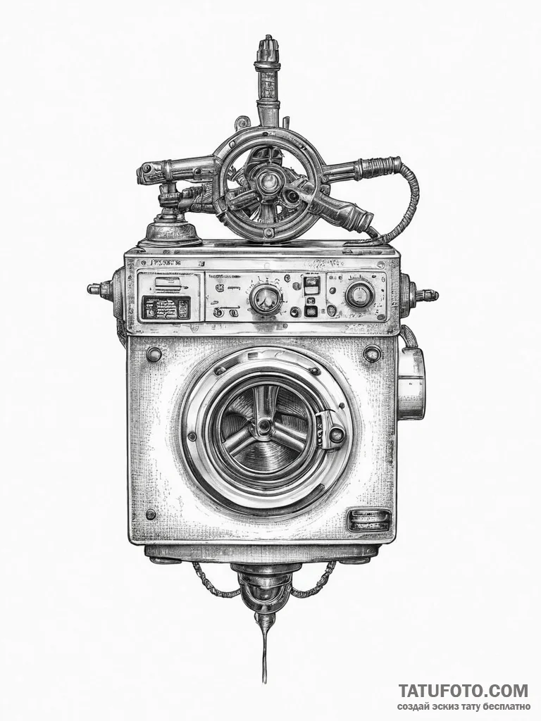 Tattoo sketch laundry machine, tattoo sketch... - эскиз тату (№1756412459_0, 28.08.2025 20:20) — Tatufoto.com