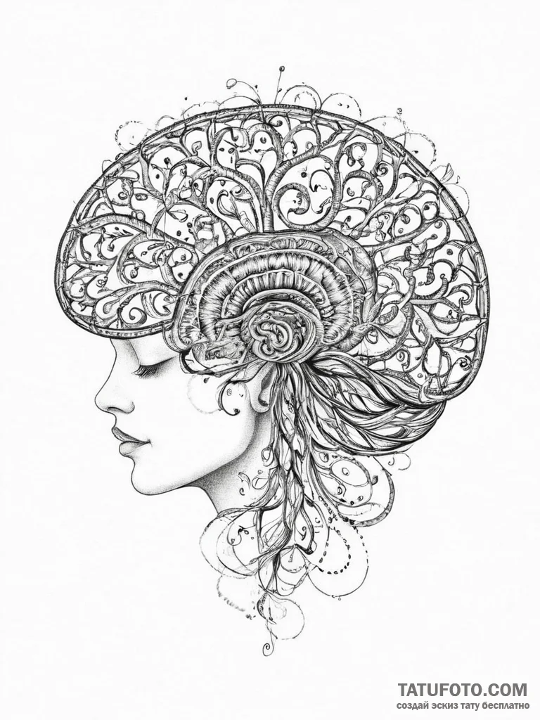 Tattoo sketch brain, artistic tattoo sketch,... - эскиз тату (№1756412664_0, 28.08.2025 20:24) — Tatufoto.com