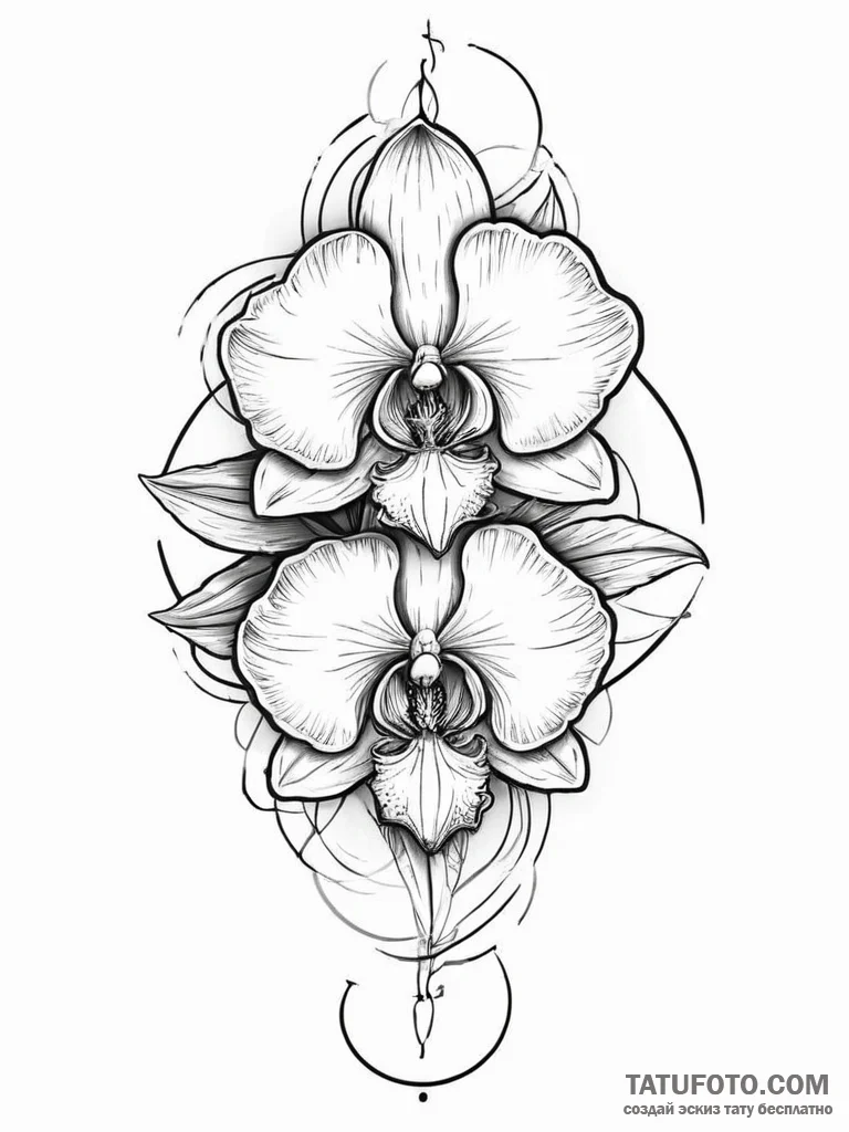 Tattoo sketch orchid, tattoo line art, black... - эскиз тату (№1756413064_0, 28.08.2025 20:31) — Tatufoto.com