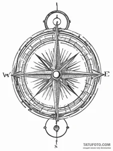 Tattoo sketch compass, ink illustration for t... - эскиз тату (№1756414060_0, 28.08.2025 20:47) — Tatufoto.com
