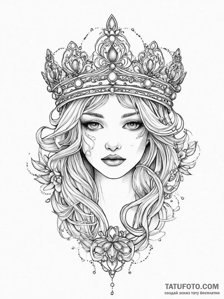 Tattoo sketch корона, tattoo line art, black... - эскиз тату (№1756414453_0, 28.08.2025 20:54) — Tatufoto.com