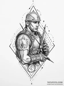 Tattoo sketch soldier with a needle, tattoo d... - эскиз тату (№1756415639_0, 28.08.2025 21:13) — Tatufoto.com