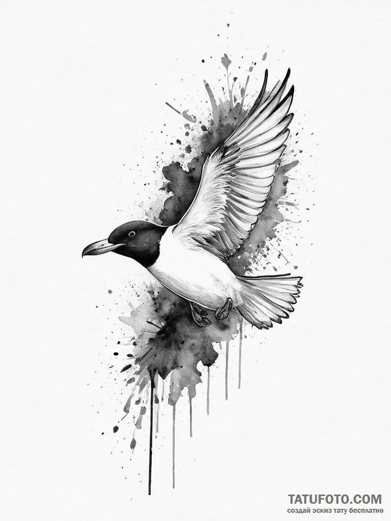 Tattoo sketch razorbill, tattoo line art, bla... - эскиз тату (№1756416035_0, 28.08.2025 21:20) — Tatufoto.com