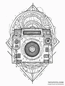 Tattoo sketch 90s cd player, ink illustration... - эскиз тату (№1756416854_0, 28.08.2025 21:34) — Tatufoto.com