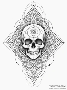 Tattoo sketch flag with a skull, ink illustra... - эскиз тату (№1756417666_0, 28.08.2025 21:47) — Tatufoto.com