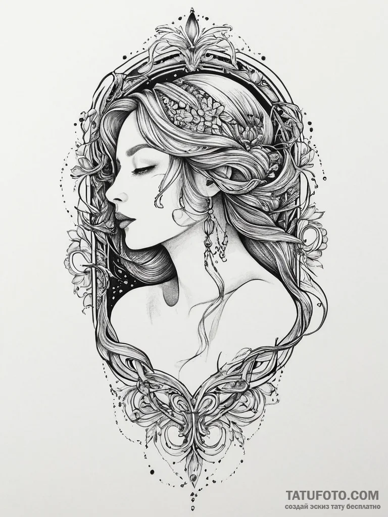 Tattoo sketch dream, ink illustration for tat... - эскиз тату (№1756417861_0, 28.08.2025 21:51) — Tatufoto.com