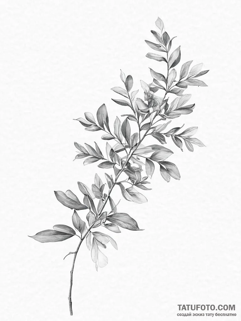 Tattoo sketch eucalyptus branch - эскиз тату (№1756419058_0, 28.08.2025 22:10) — Tatufoto.com
