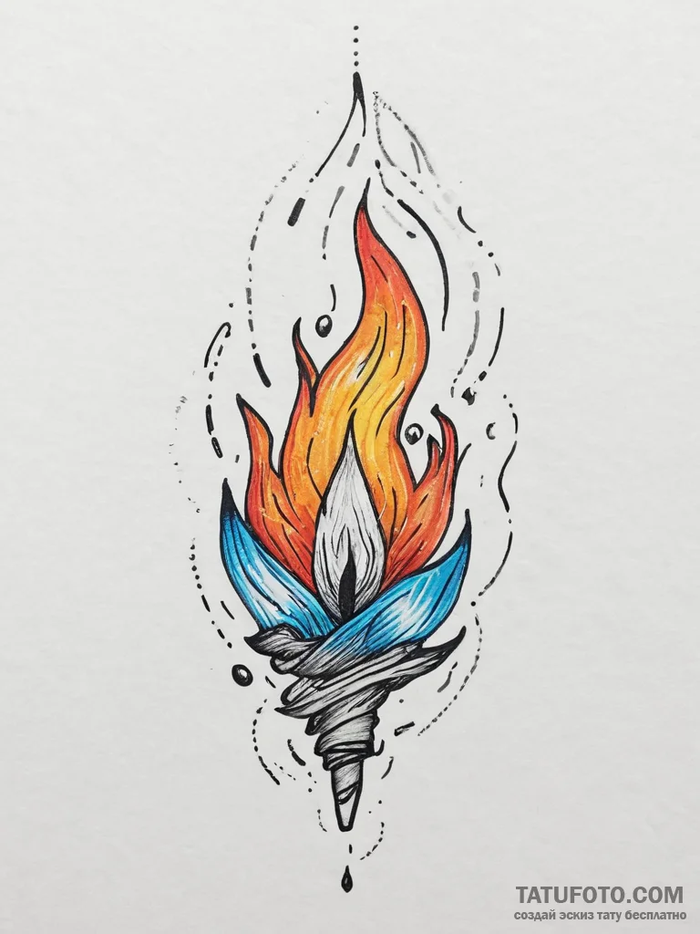 Tattoo sketch fire, tattoo line art, on a cle... - эскиз тату (№1756419256_0, 28.08.2025 22:14) — Tatufoto.com