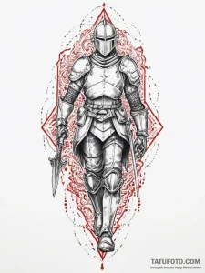 Tattoo sketch soldier with a knight, tattoo d... - эскиз тату (№1756419456_0, 28.08.2025 22:17) — Tatufoto.com