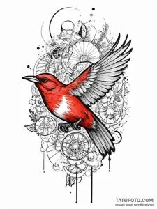 Tattoo sketch summer tanager, concept art for... - эскиз тату (№1756420064_0, 28.08.2025 22:27) — Tatufoto.com