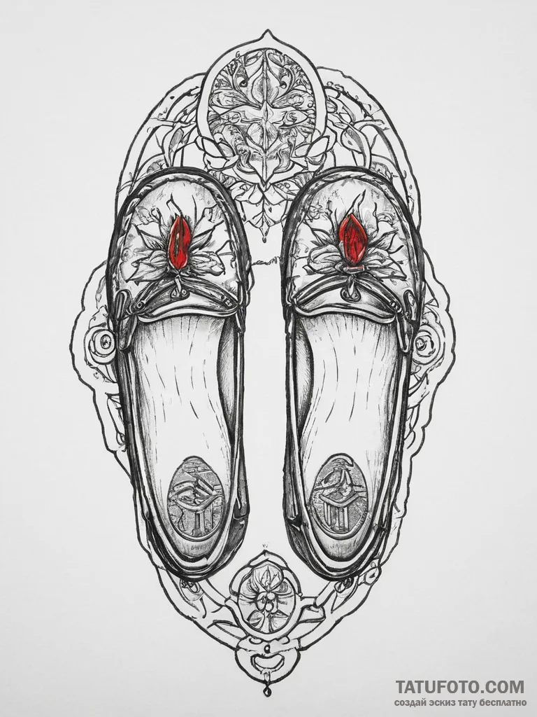 Tattoo sketch loafers with a coin, tattoo fla... - эскиз тату (№1756420465_0, 28.08.2025 22:34) — Tatufoto.com