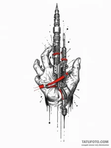 Tattoo sketch hands with a futuristic weapon,... - эскиз тату (№1756423856_0, 28.08.2025 23:30) — Tatufoto.com