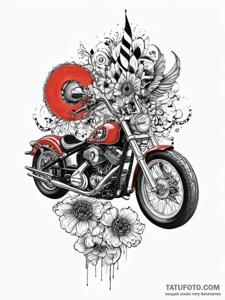 Tattoo sketch biker chopper motorcycle, tatto... - эскиз тату (№1756424852_0, 28.08.2025 23:47) — Tatufoto.com