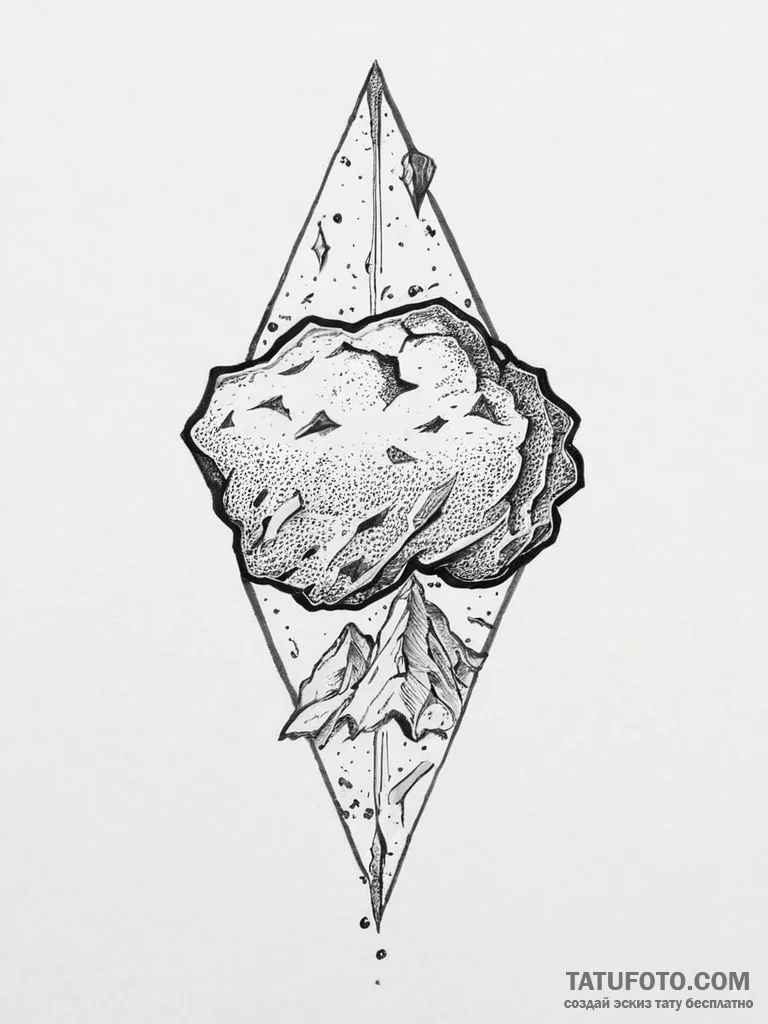 Tattoo sketch узор с метеоритом - эскиз тату (№1756426429_0, 29.08.2025 00:13) — Tatufoto.com