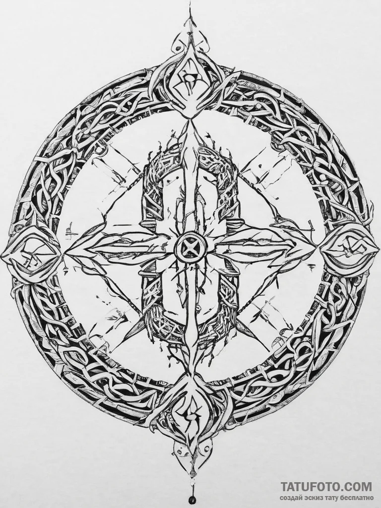 Tattoo sketch full elder futhark runic circle... - эскиз тату (№1756426834_0, 29.08.2025 00:20) — Tatufoto.com