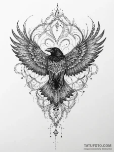 Tattoo sketch raven, ink illustration for tat... - эскиз тату (№1756429605_0, 29.08.2025 01:06) — Tatufoto.com