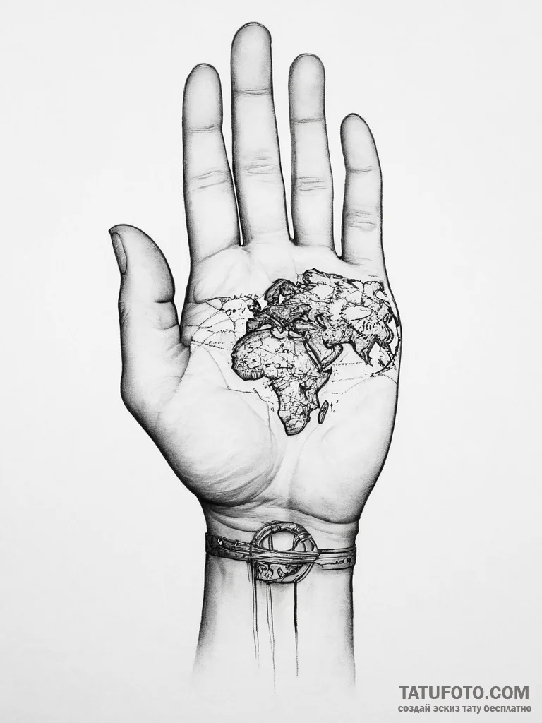 Tattoo sketch hands with a map, tattoo drawin... - эскиз тату (№1756430579_0, 29.08.2025 01:22) — Tatufoto.com