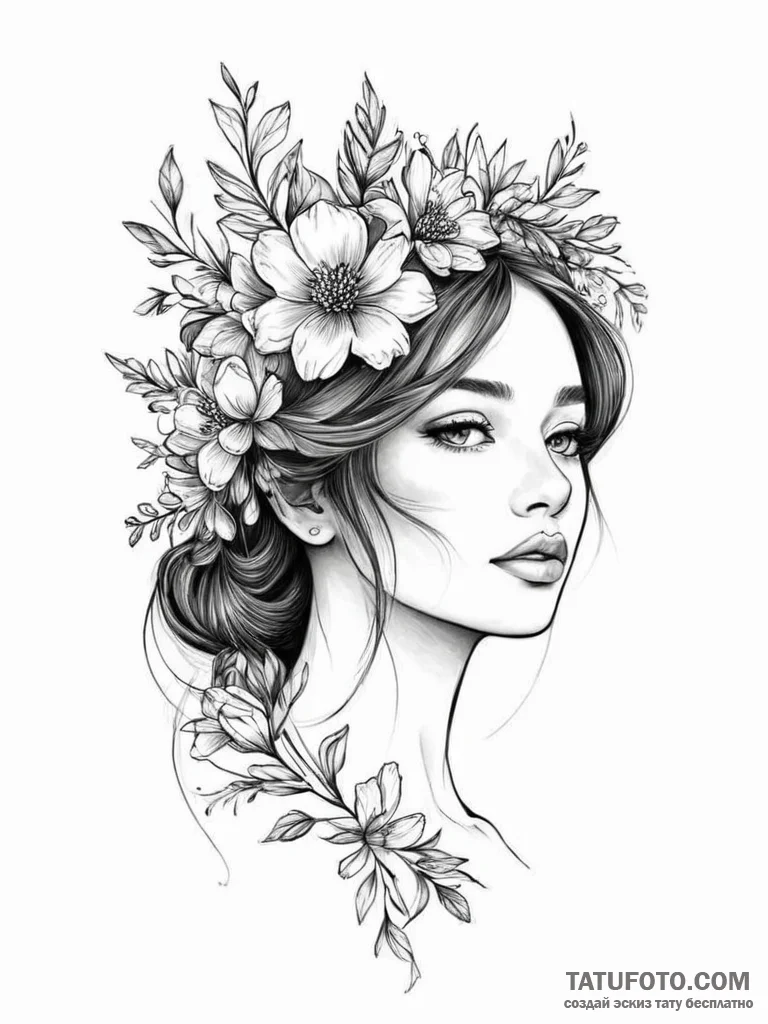 Tattoo sketch flower crown tattoo - эскиз тату (№1756430774_0, 29.08.2025 01:26) — Tatufoto.com