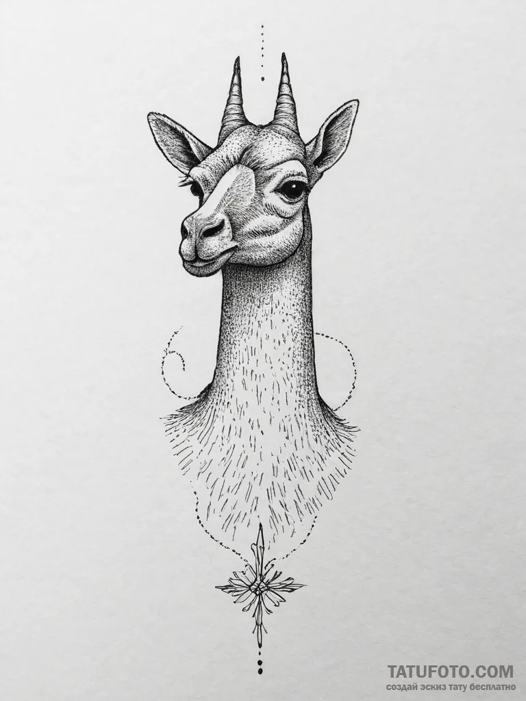 Tattoo sketch guanaco, tattoo drawing outline... - эскиз тату (№1756431356_0, 29.08.2025 01:35) — Tatufoto.com