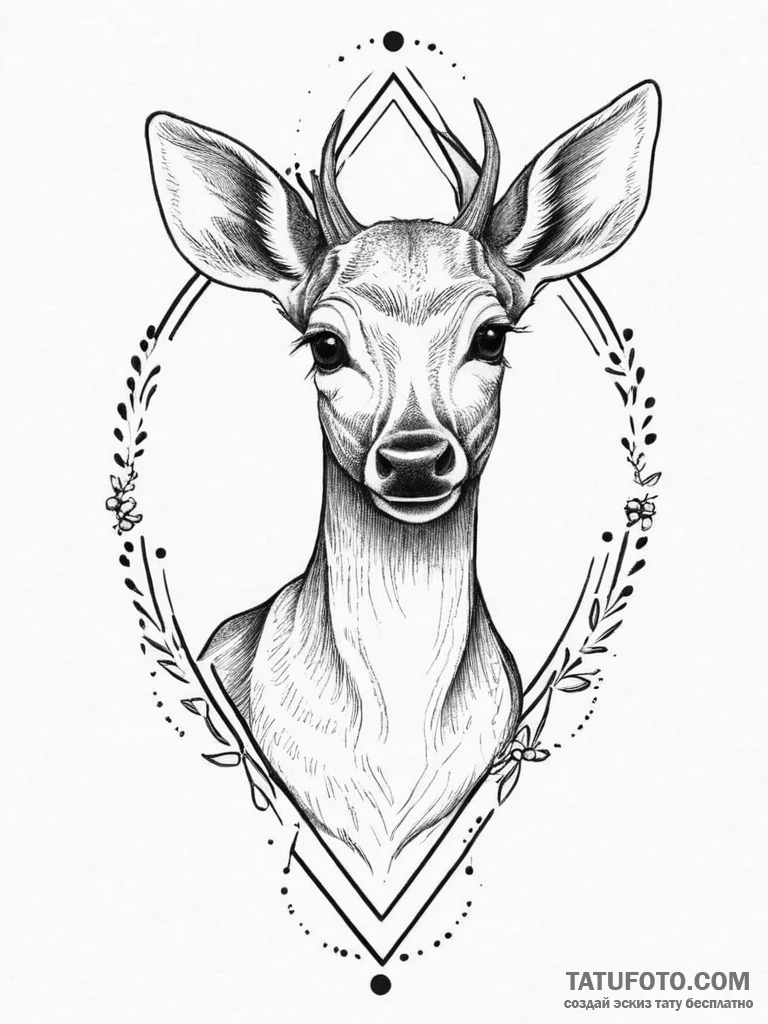 Tattoo sketch graceful fawn tattoo, ink illus... - эскиз тату (№1756431942_0, 29.08.2025 01:45) — Tatufoto.com