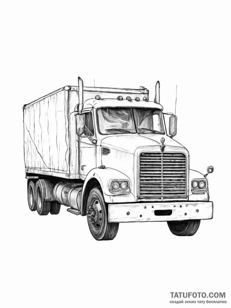 Tattoo sketch truck driver semi-truck silhoue... - эскиз тату (№1756432332_0, 29.08.2025 01:52) — Tatufoto.com