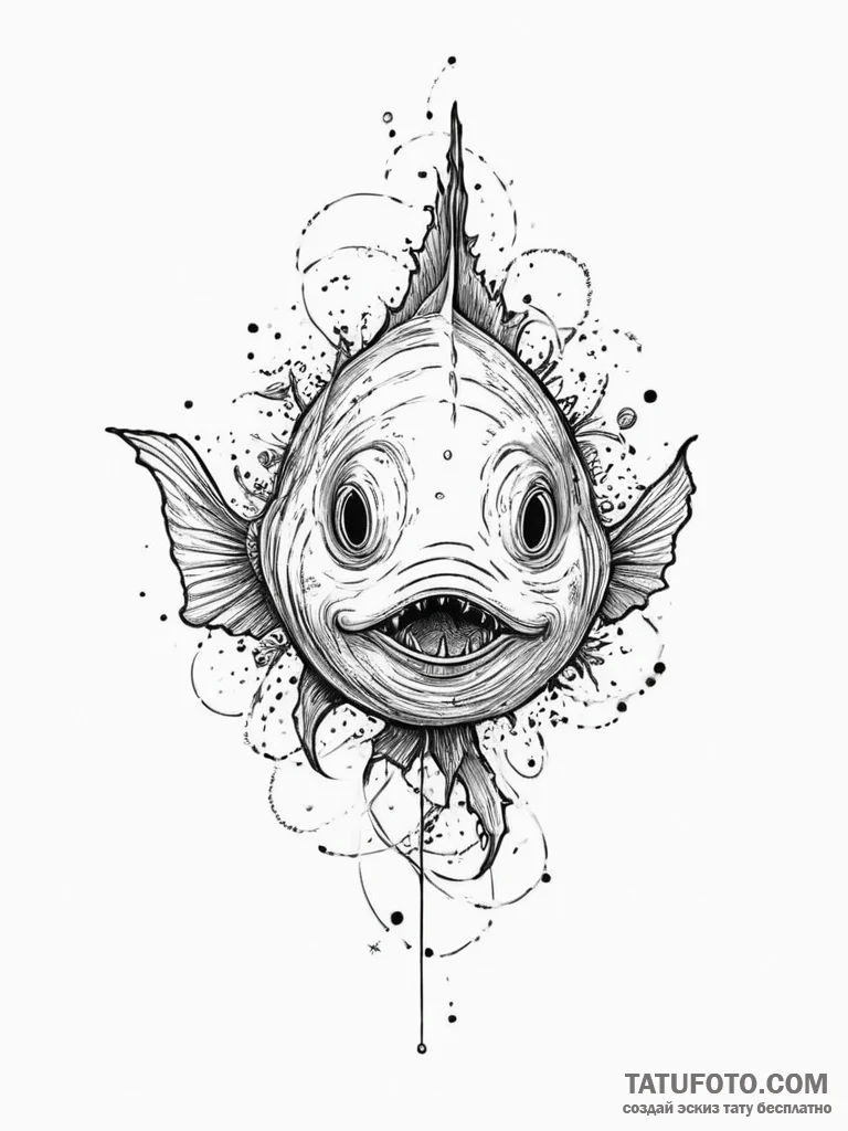 Tattoo sketch anglerfish, tattoo drawing outl... - эскиз тату (№1756432918_0, 29.08.2025 02:01) — Tatufoto.com