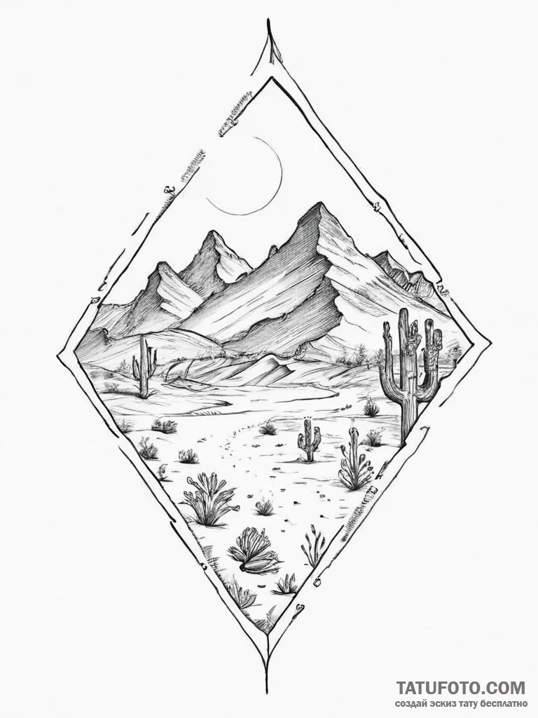 Tattoo sketch desert - эскиз тату (№1756433708_0, 29.08.2025 02:15) — Tatufoto.com