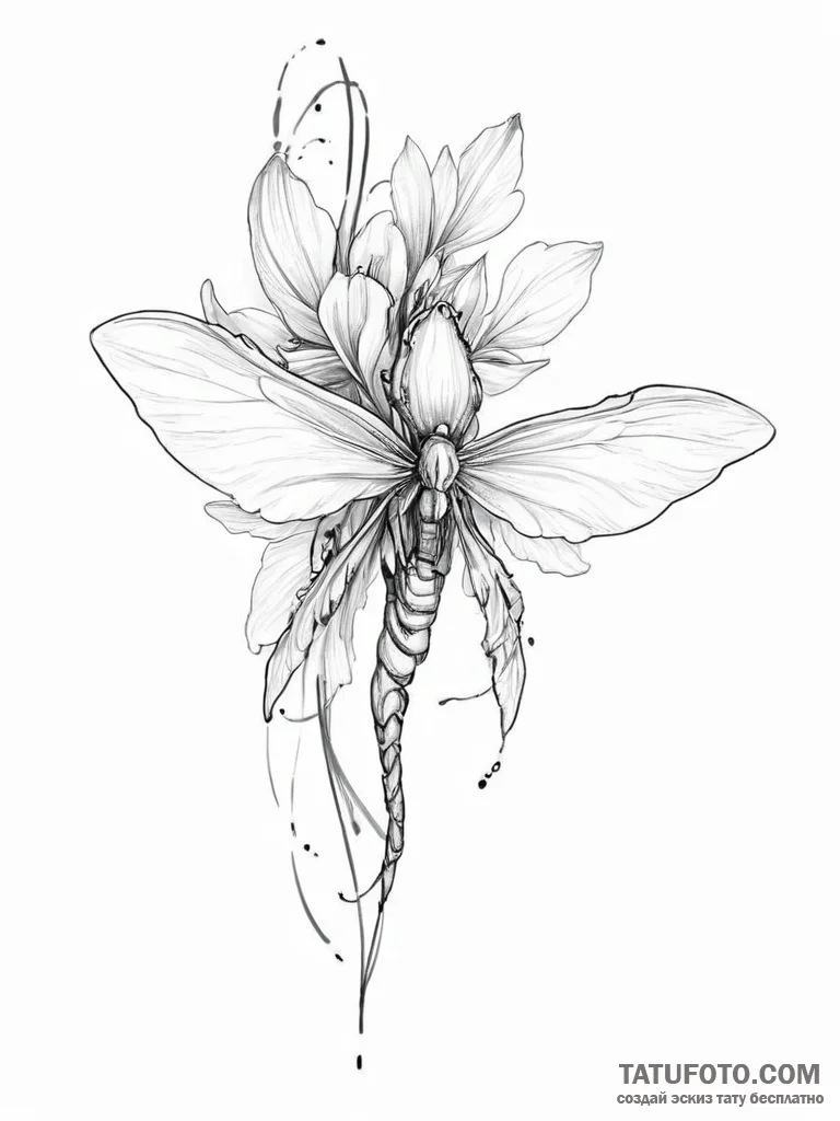 Tattoo sketch orchid mantis - эскиз тату (№1756435496_0, 29.08.2025 02:44) — Tatufoto.com