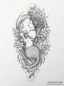Tattoo sketch mermaid tattoo, tattoo flash sh... - эскиз тату (№1756435891_0, 29.08.2025 02:51) — Tatufoto.com