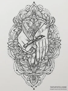 Tattoo sketch hands with a brush, tattoo sket... - эскиз тату (№1756439267_0, 29.08.2025 03:47) — Tatufoto.com
