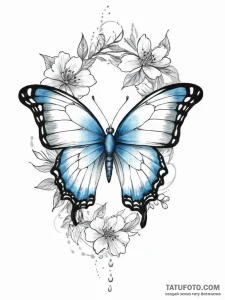 Tattoo sketch blue morpho butterfly, ink illu... - эскиз тату (№1756441439_0, 29.08.2025 04:23) — Tatufoto.com