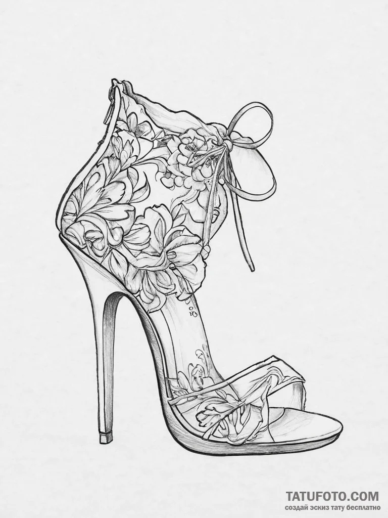 Tattoo sketch high heel tattoo - эскиз тату (№1756442233_0, 29.08.2025 04:37) — Tatufoto.com