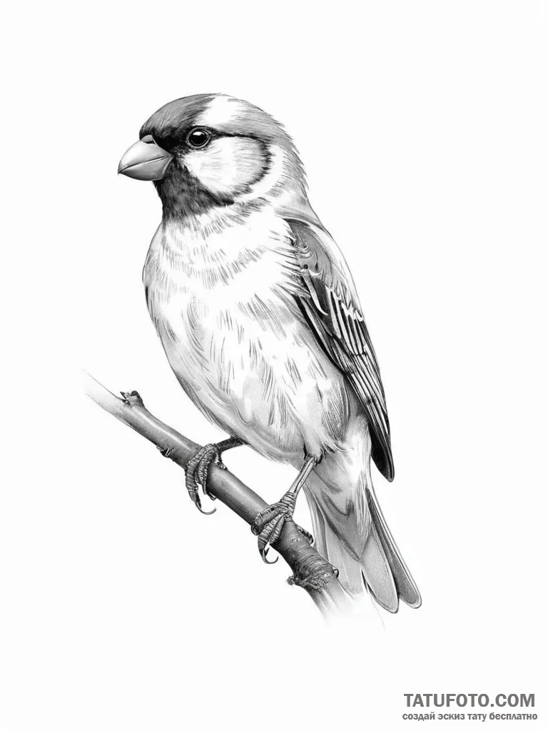 Tattoo sketch finch - эскиз тату (№1756443221_0, 29.08.2025 04:53) — Tatufoto.com