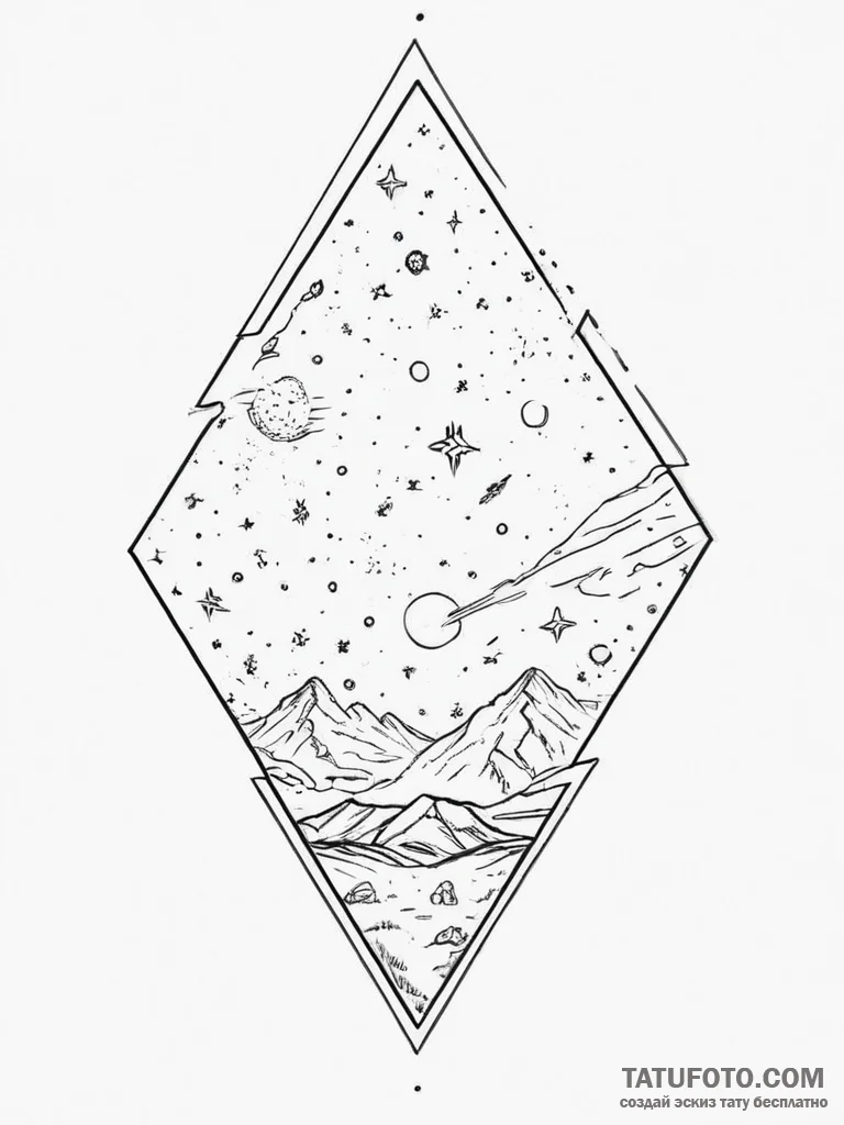 Tattoo sketch cosmic ground - эскиз тату (№1756443416_0, 29.08.2025 04:56) — Tatufoto.com