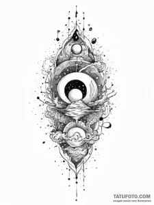 Tattoo sketch cosmic water, ink illustration... - эскиз тату (№1756443814_0, 29.08.2025 05:03) — Tatufoto.com