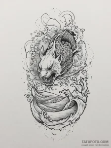 Tattoo sketch canoeing a canoe with a paddle,... - эскиз тату (№1756444012_0, 29.08.2025 05:06) — Tatufoto.com