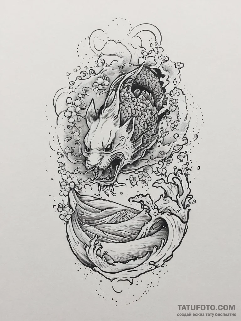 Tattoo sketch canoeing a canoe with a paddle,... - эскиз тату (№1756444012_0, 29.08.2025 05:06) — Tatufoto.com