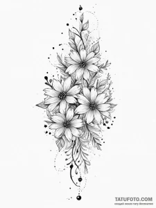 Tattoo sketch constellation with flowers, ink... - эскиз тату (№1756445793_0, 29.08.2025 05:36) — Tatufoto.com