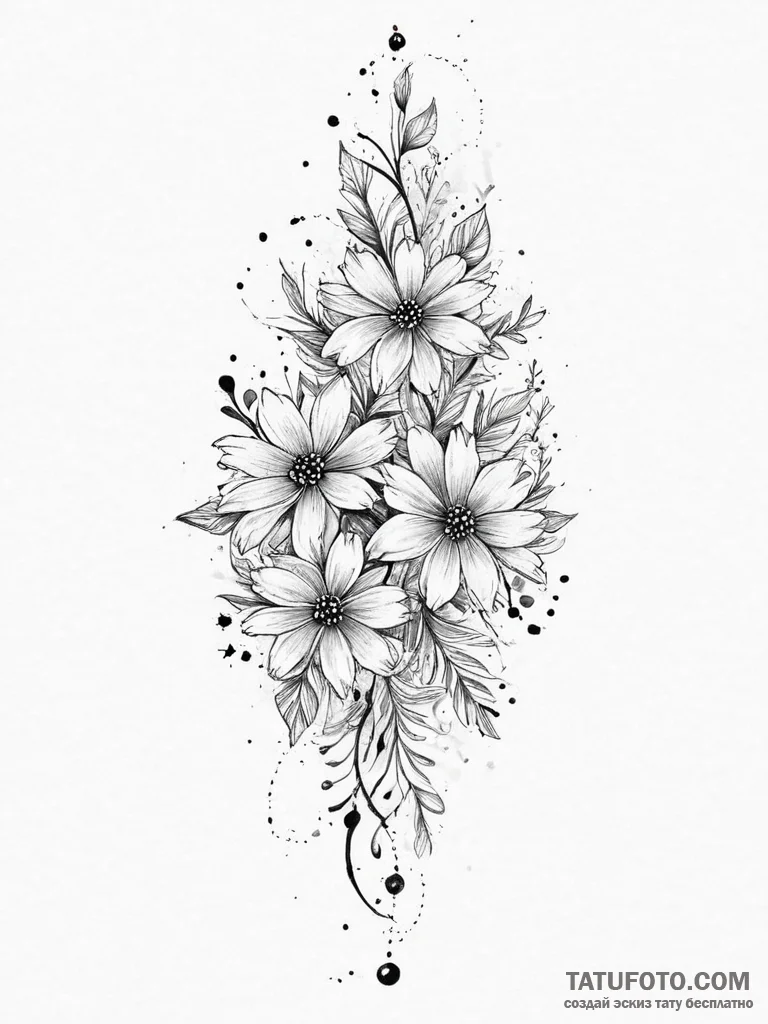 Tattoo sketch constellation with flowers, ink... - эскиз тату (№1756445793_0, 29.08.2025 05:36) — Tatufoto.com