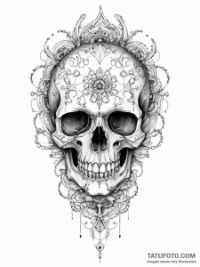 Tattoo sketch череп с биомеханическим узором,... - эскиз тату (№1756446382_0, 29.08.2025 05:46) — Tatufoto.com