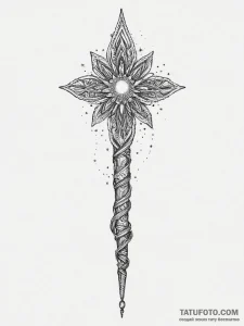 Tattoo sketch wand with glowing tip, ink illu... - эскиз тату (№1756446579_0, 29.08.2025 05:49) — Tatufoto.com