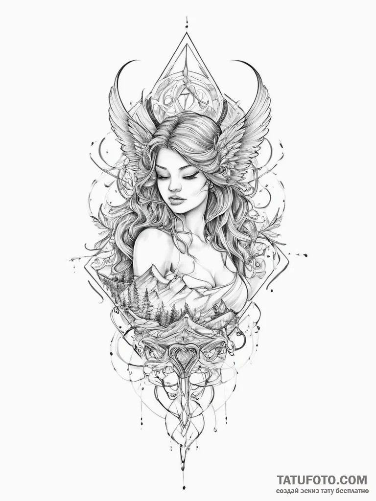 Tattoo sketch fantasy - эскиз тату (№1756446777_0, 29.08.2025 05:52) — Tatufoto.com