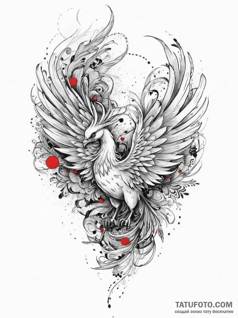 Tattoo sketch chinese phoenix, artistic tatto... - эскиз тату (№1756446974_0, 29.08.2025 05:56) — Tatufoto.com