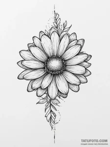 Tattoo sketch daisy with a quote, tattoo flas... - эскиз тату (№1756450536_0, 29.08.2025 06:55) — Tatufoto.com