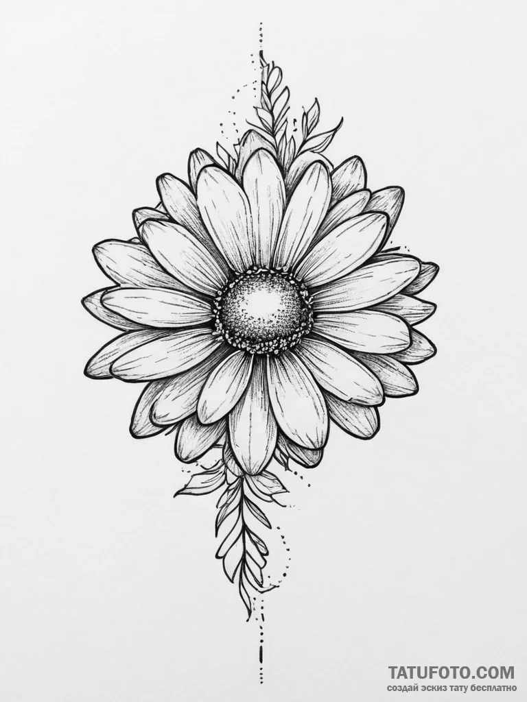 Tattoo sketch daisy with a quote, tattoo flas... - эскиз тату (№1756450536_0, 29.08.2025 06:55) — Tatufoto.com